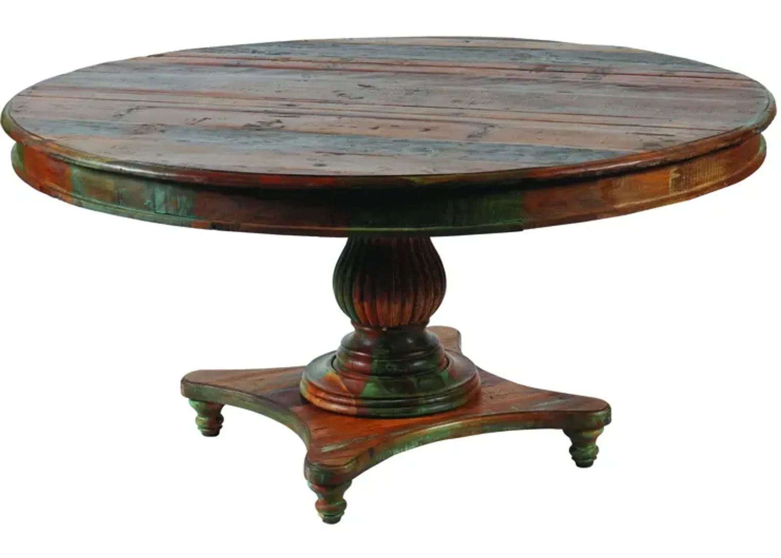 Rounded Rustic Reclaimed Solid Wood Dining Table - Brown