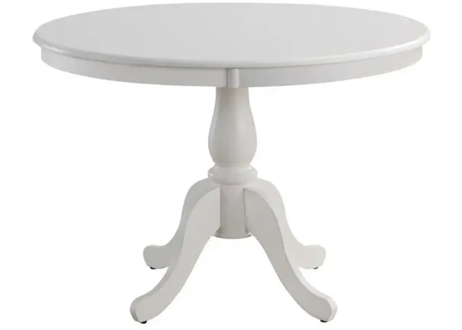 Round Turned Pedestal Base Wood Dining Table 42" - White