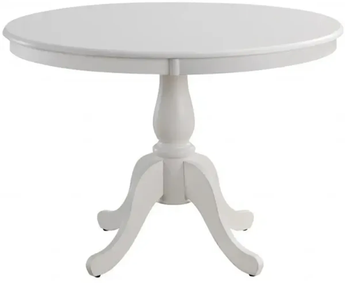 Round Turned Pedestal Base Wood Dining Table 42" - White