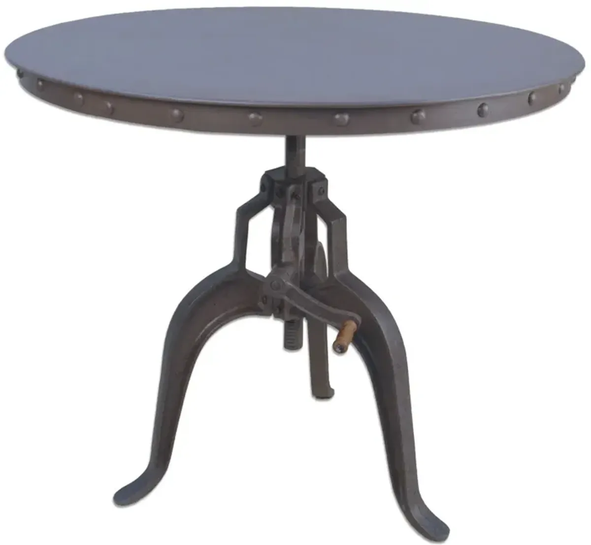 Adjustable Crank Round Top Dining Table 36" - Industrial Gray