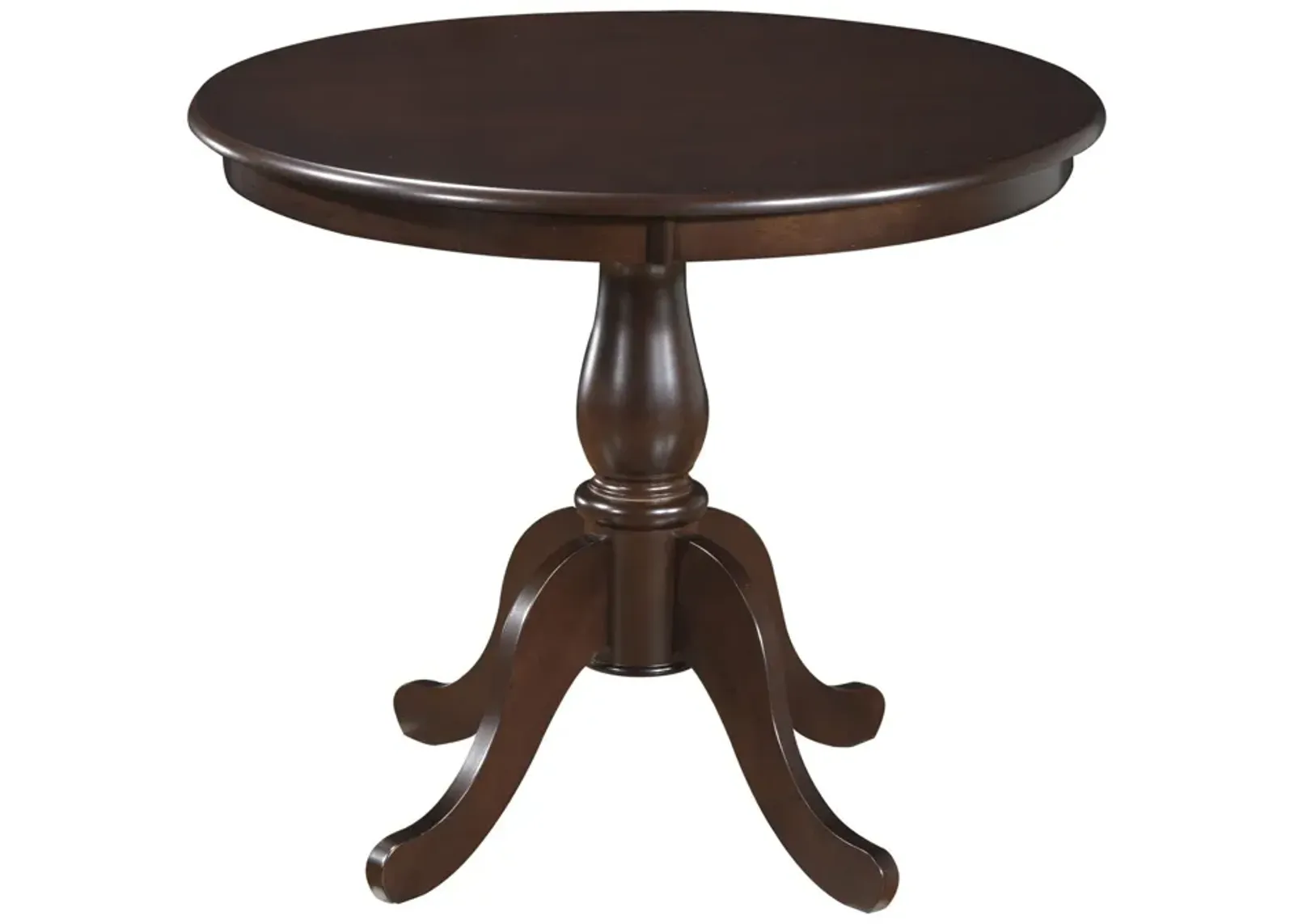 Round Turned Pedestal Base Wood Dining Table 36" - Espresso Brown