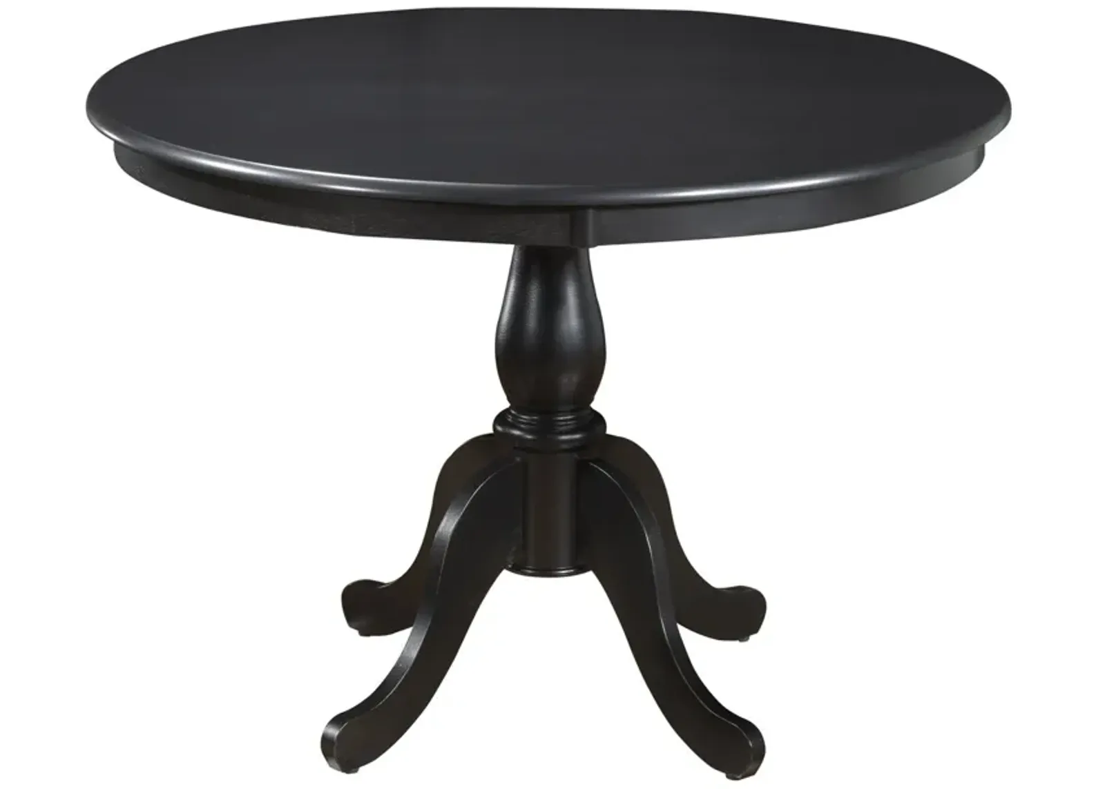 Round Turned Pedestal Base Wood Dining Table 42" - Antique Black