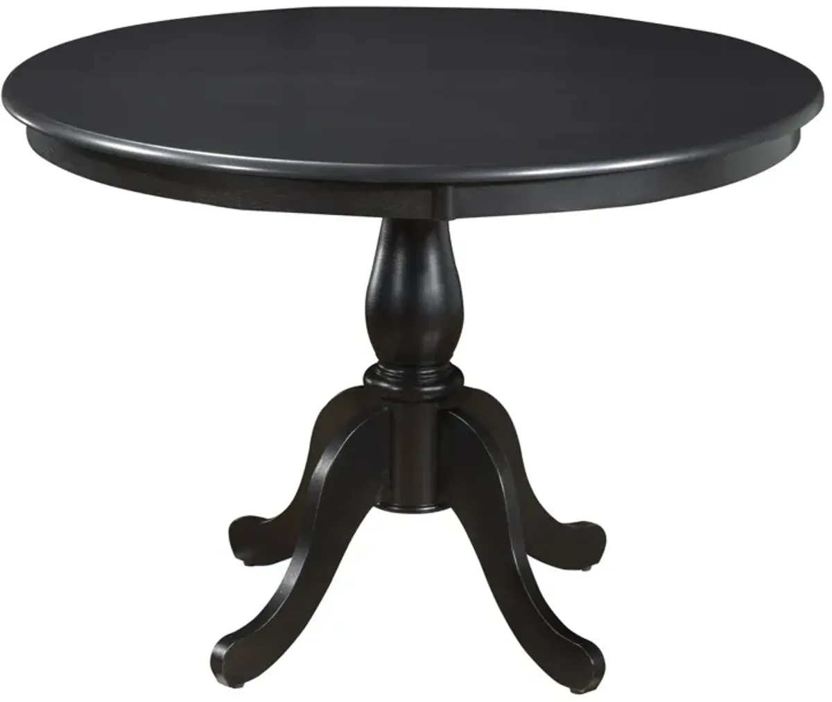 Round Turned Pedestal Base Wood Dining Table 42" - Antique Black