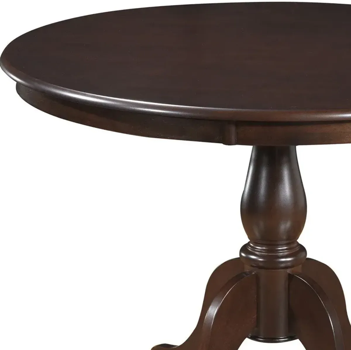 Round Turned Pedestal Base Wood Dining Table 42" - Espresso Brown