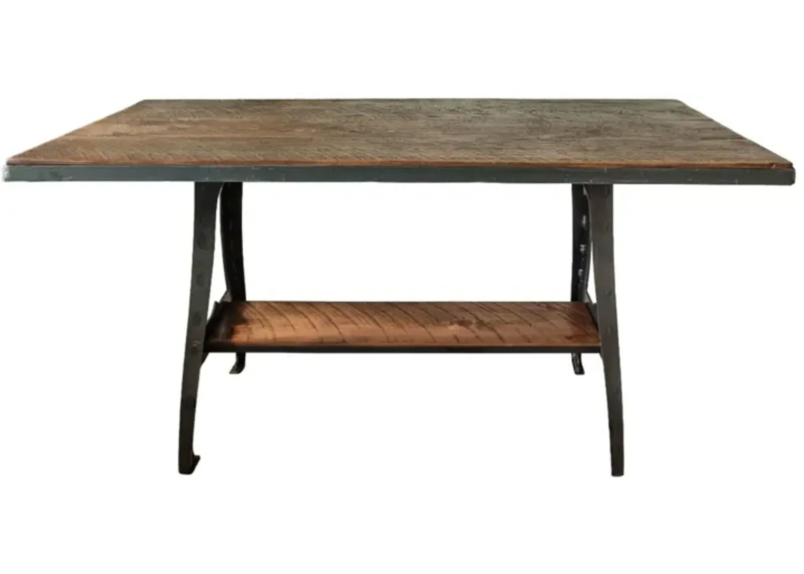 Solid Wood And Steel Dining Table 72" - Brown And Black