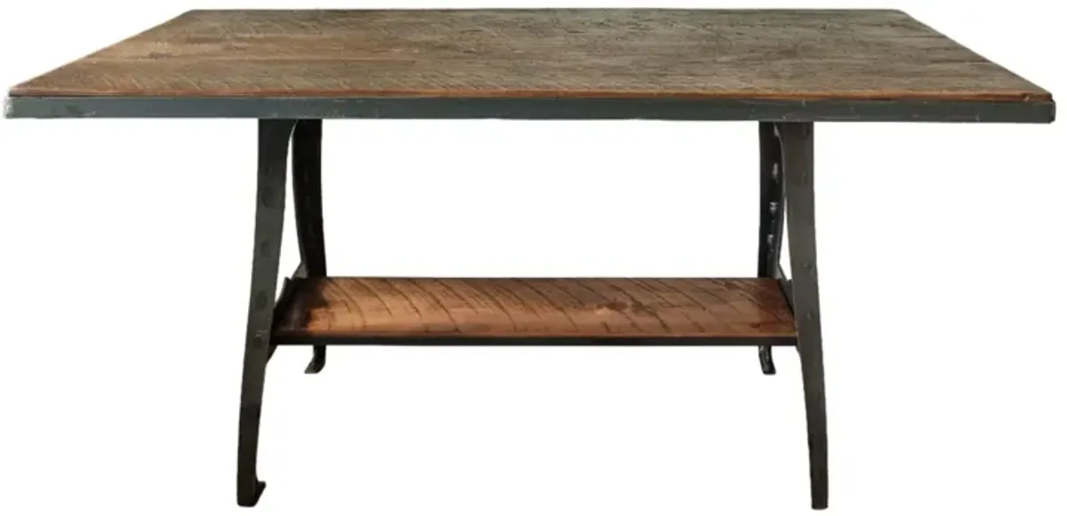 Solid Wood And Steel Dining Table 72" - Brown And Black