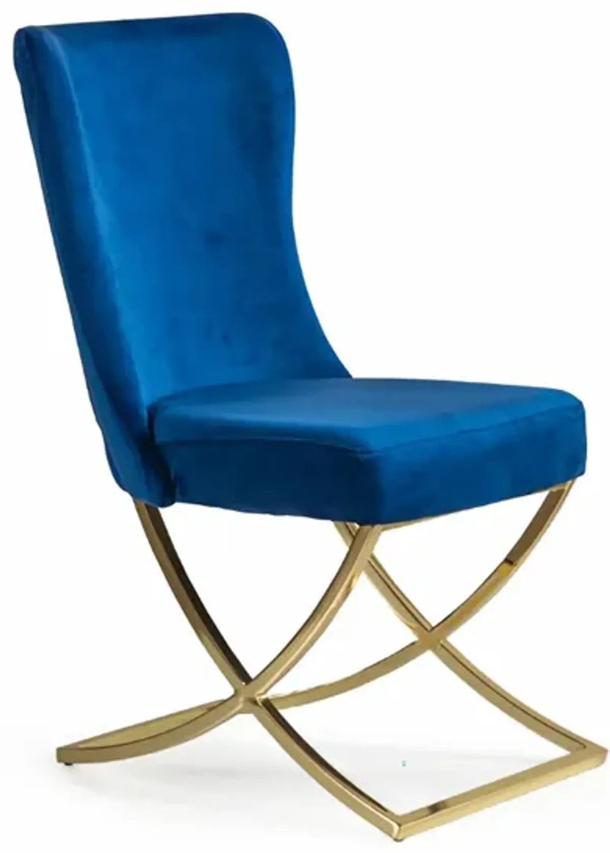 Upholstered Microfiber Dining Chairs (Set of 2) - Tufted Blue and Gold