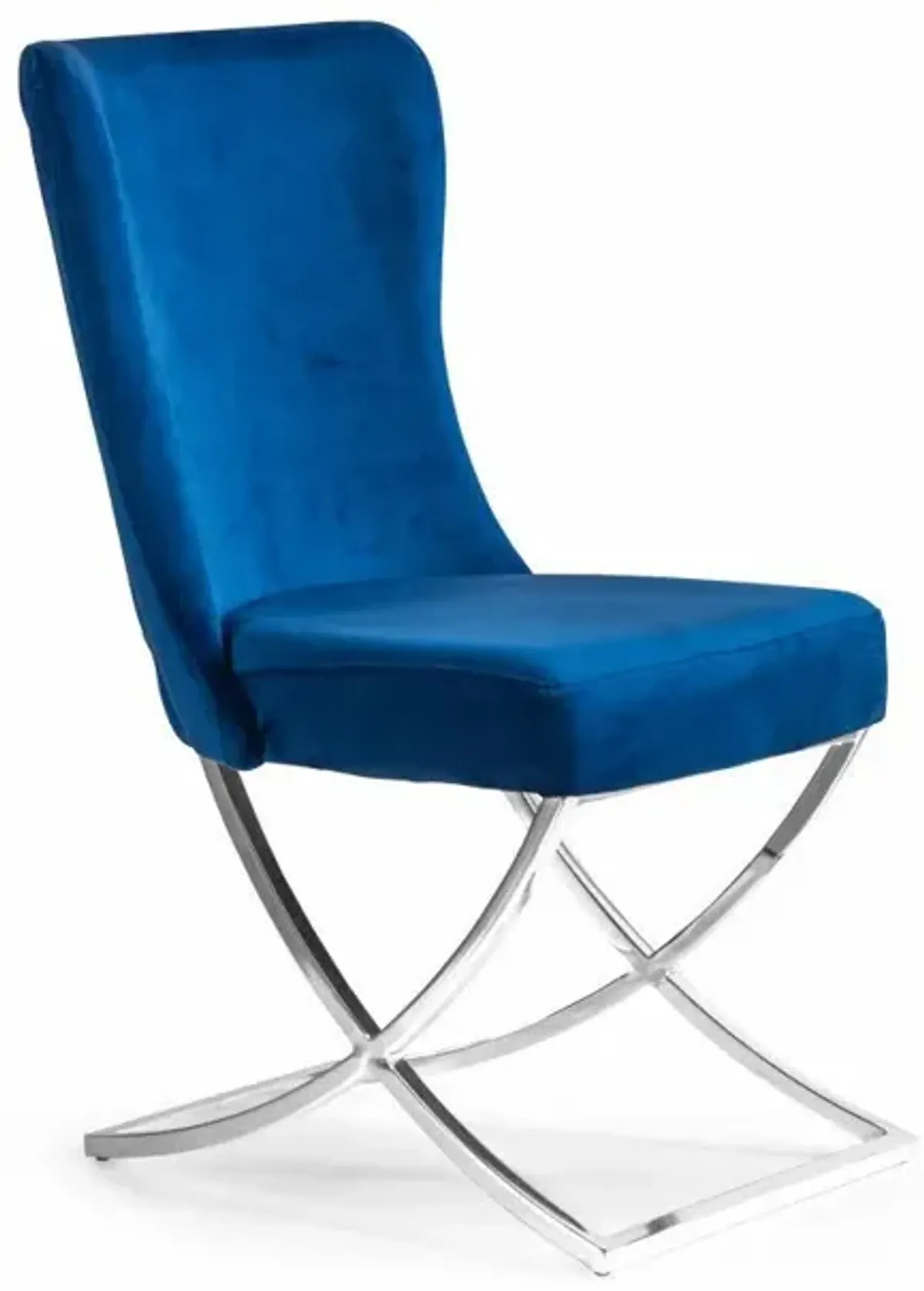 Upholstered Microfiber Dining Chairs (Set of 2) - Tufted Blue and Chrome