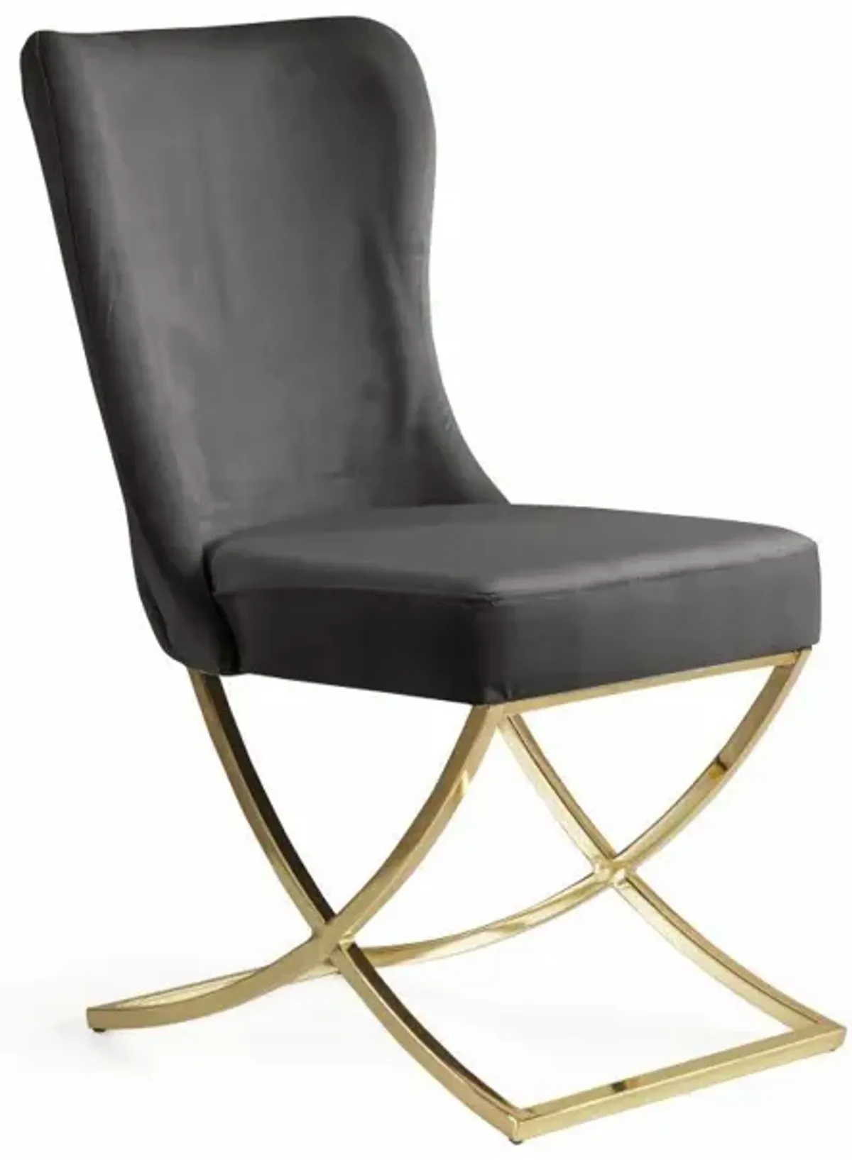 Upholstered Microfiber Dining Chairs (Set of 2) - Tufted Gray and Gold