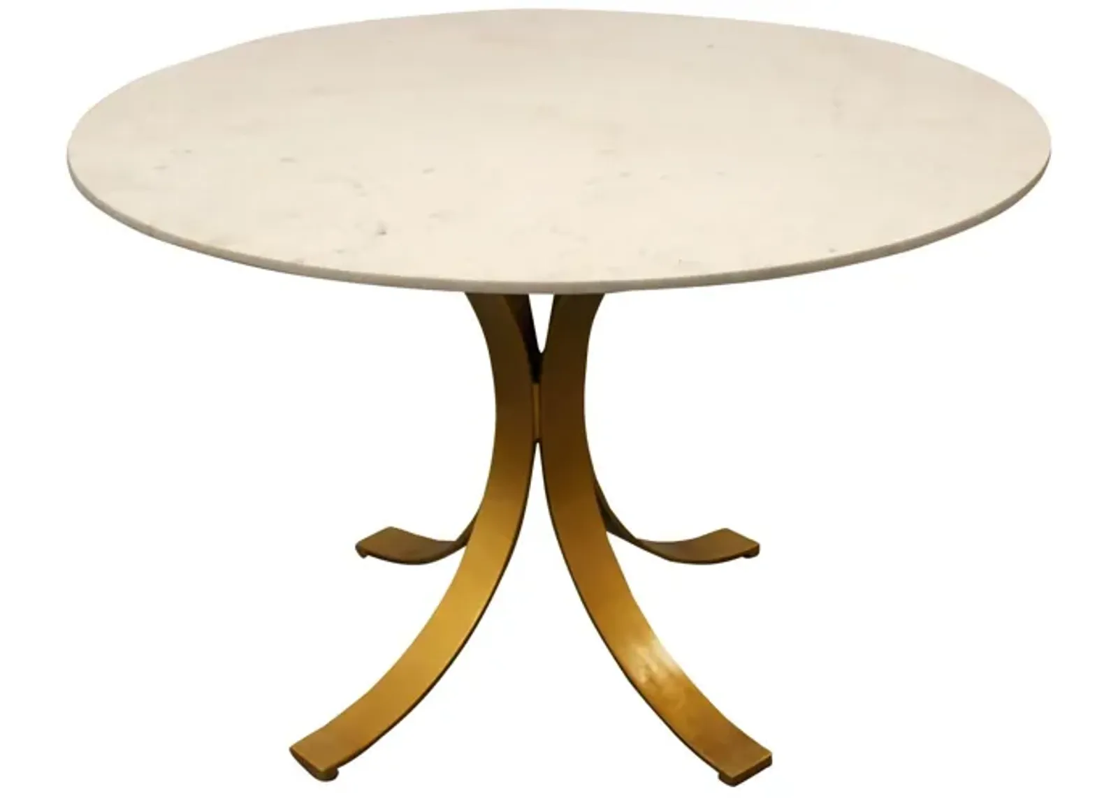 Rounded Marble And Iron Dining Table - Ivory / Brass