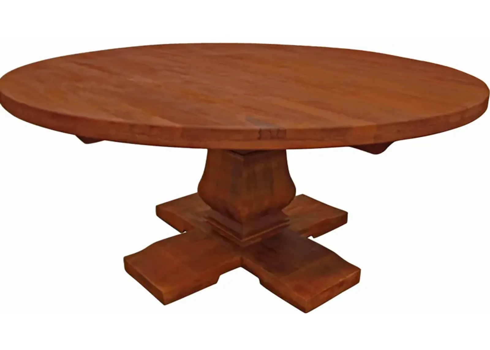 Rounded Solid Dining Table - Brown