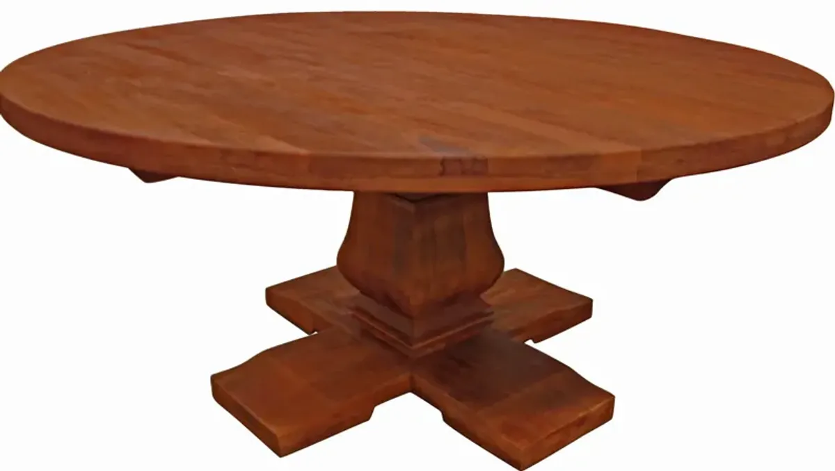 Rounded Solid Dining Table - Brown