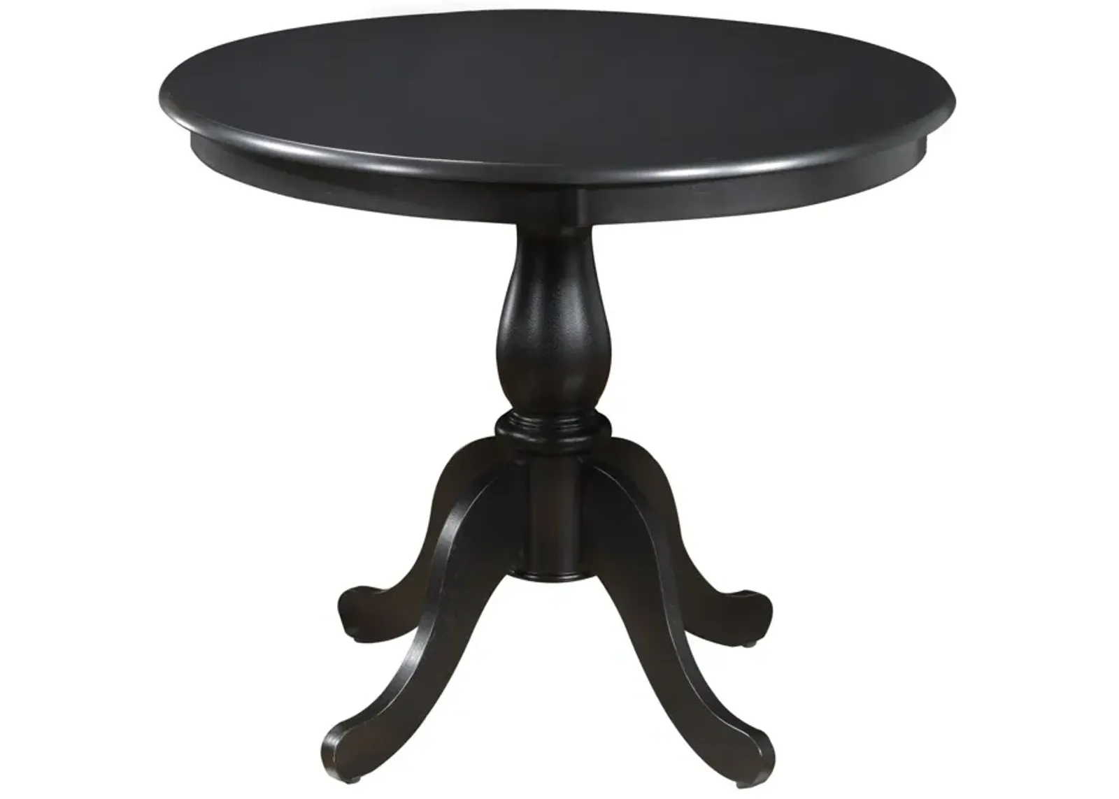 Round Turned Pedestal Base Wood Dining Table 36" - Antique Black