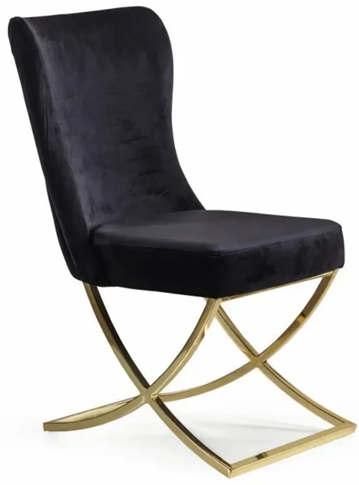 Upholstered Microfiber Dining Chairs (Set of 2) - Tufted Black and Gold