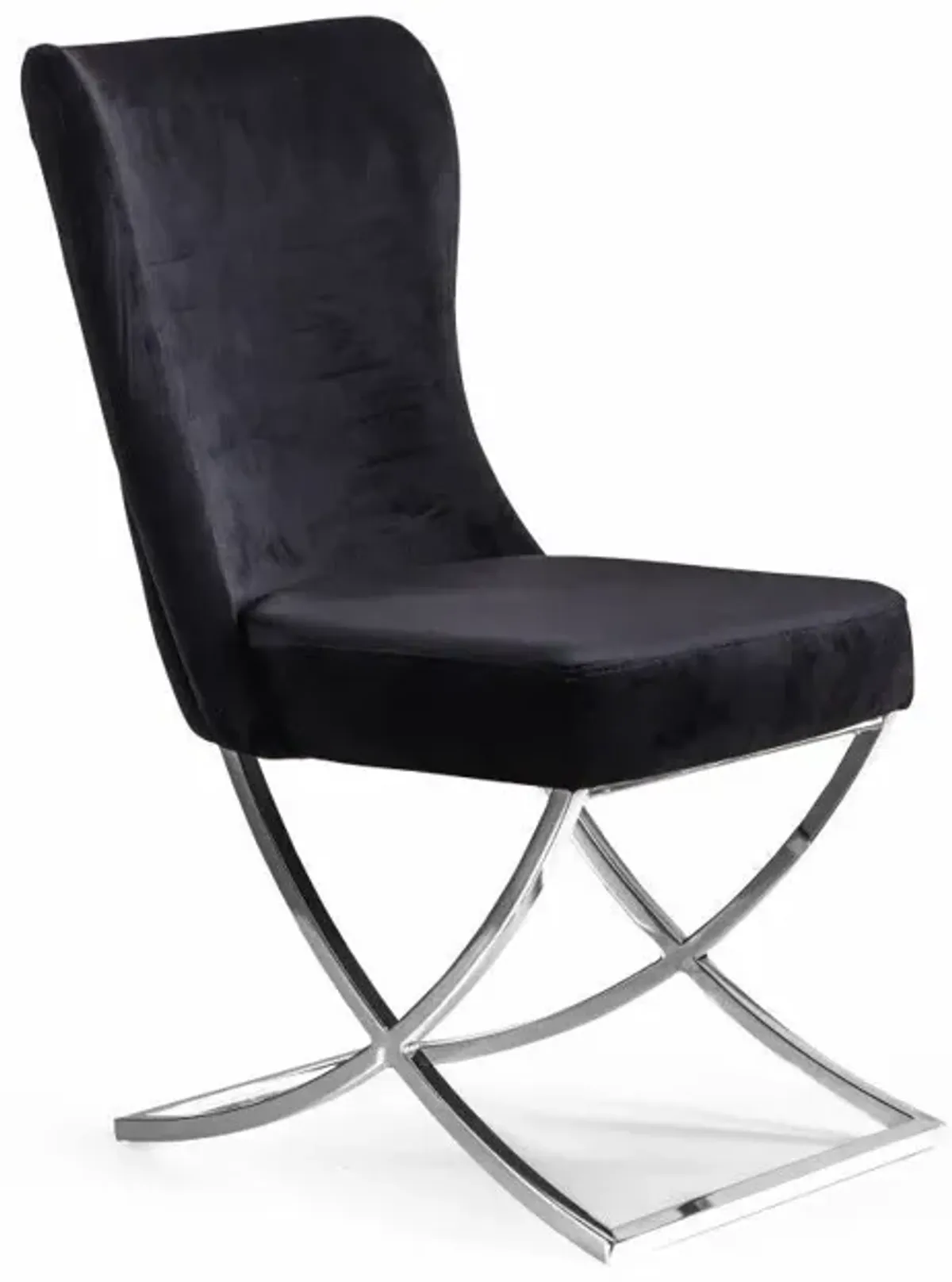 Upholstered Microfiber Dining Chairs (Set of 2) - Tufted Black and Chrome
