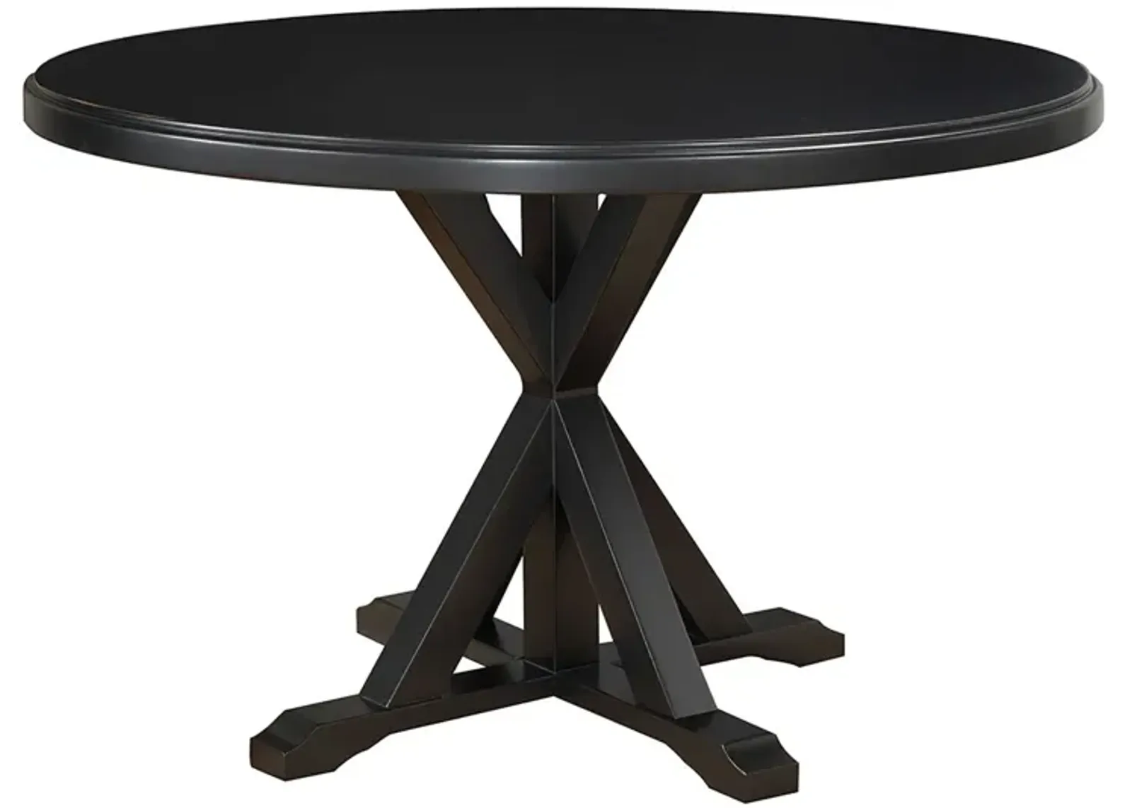 Round X Pedestal Base Wood Dining Table 48" - Antique Black