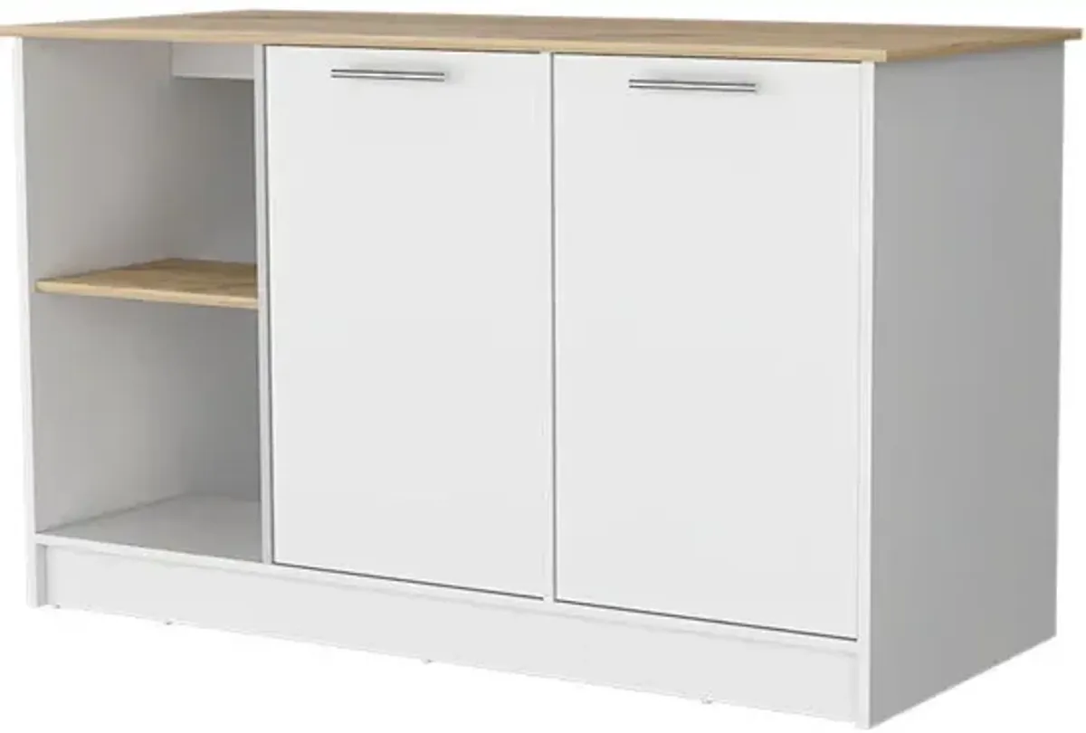 Kitchen Island With Storage Wooden- White / Oak