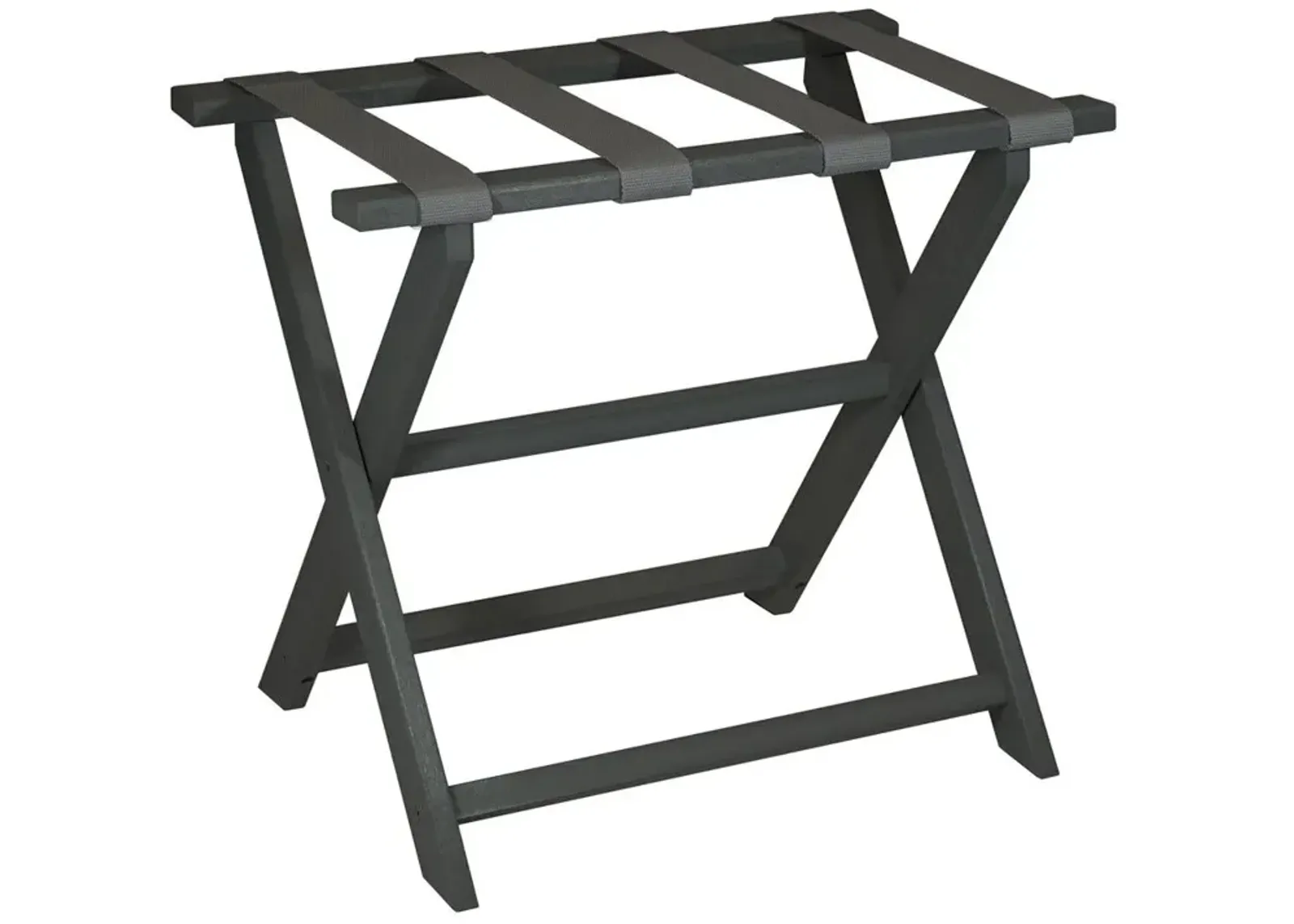 Dark Gray Folding Luggage Rack With Gray Straps - Earth Friendly