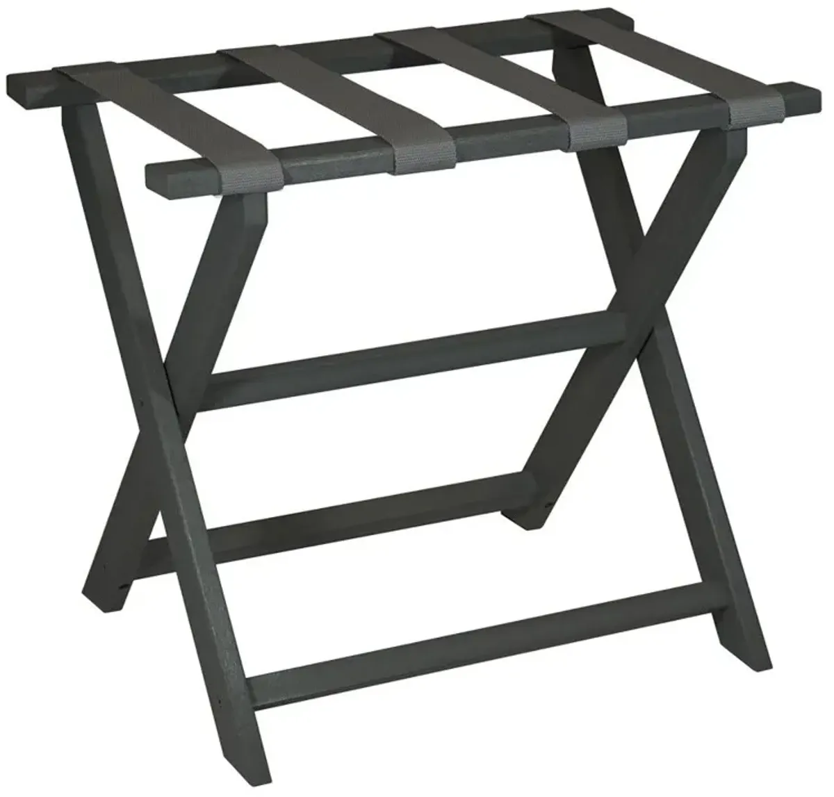 Dark Gray Folding Luggage Rack With Gray Straps - Earth Friendly