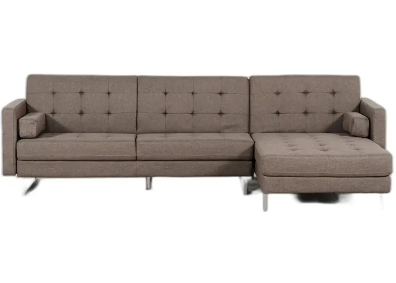 Fabric Foam Wood And Sectional Sofa Steel - Brown