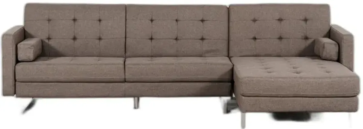 Fabric Foam Wood And Sectional Sofa Steel - Brown