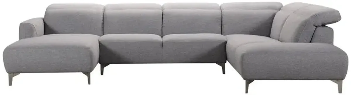 Fabric And Iron Sectional Sofa With A Wood Frame - Gray