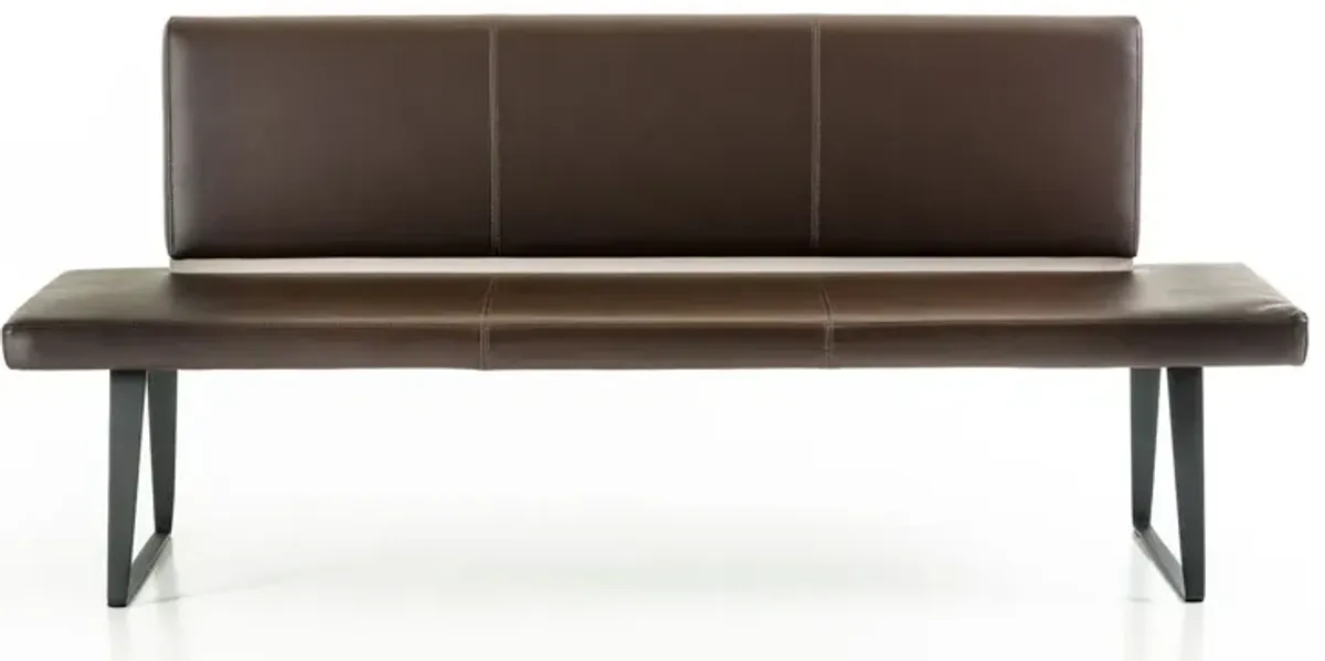Upholstered Faux Leather Bench - Brown / Black