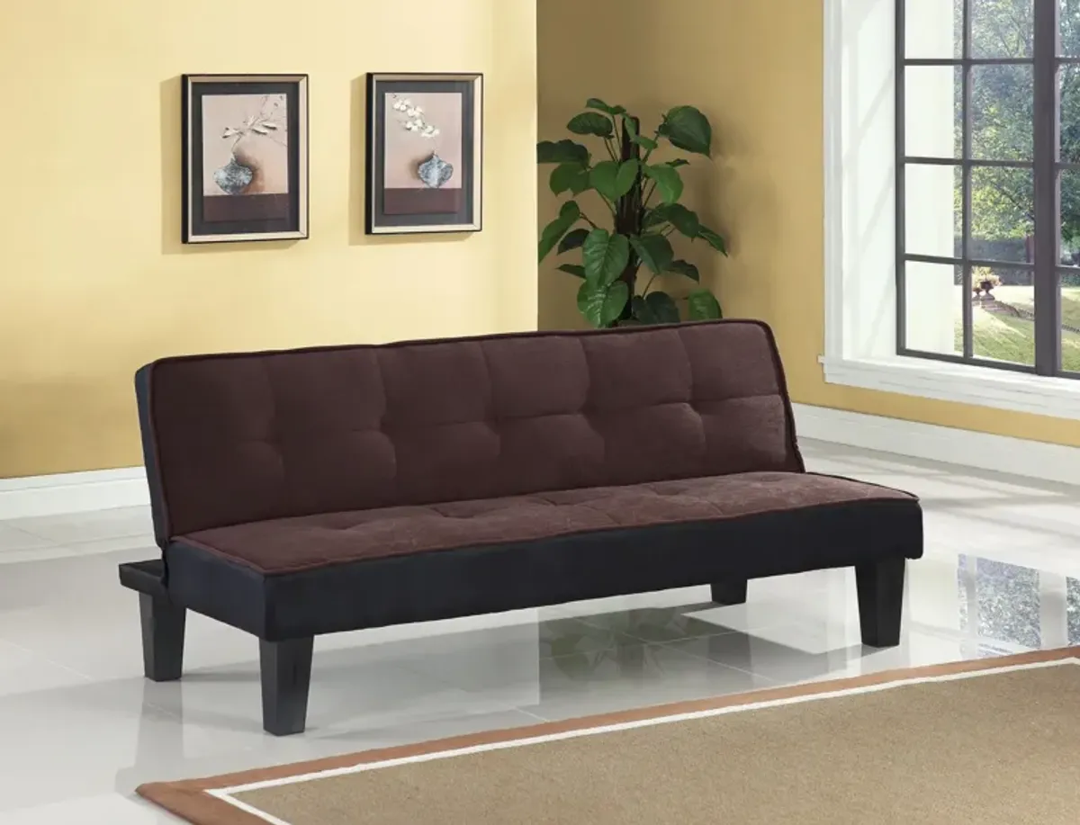 Microfiber Convertible Futon Sleeper Sofa With Black Legs - Dark Brown