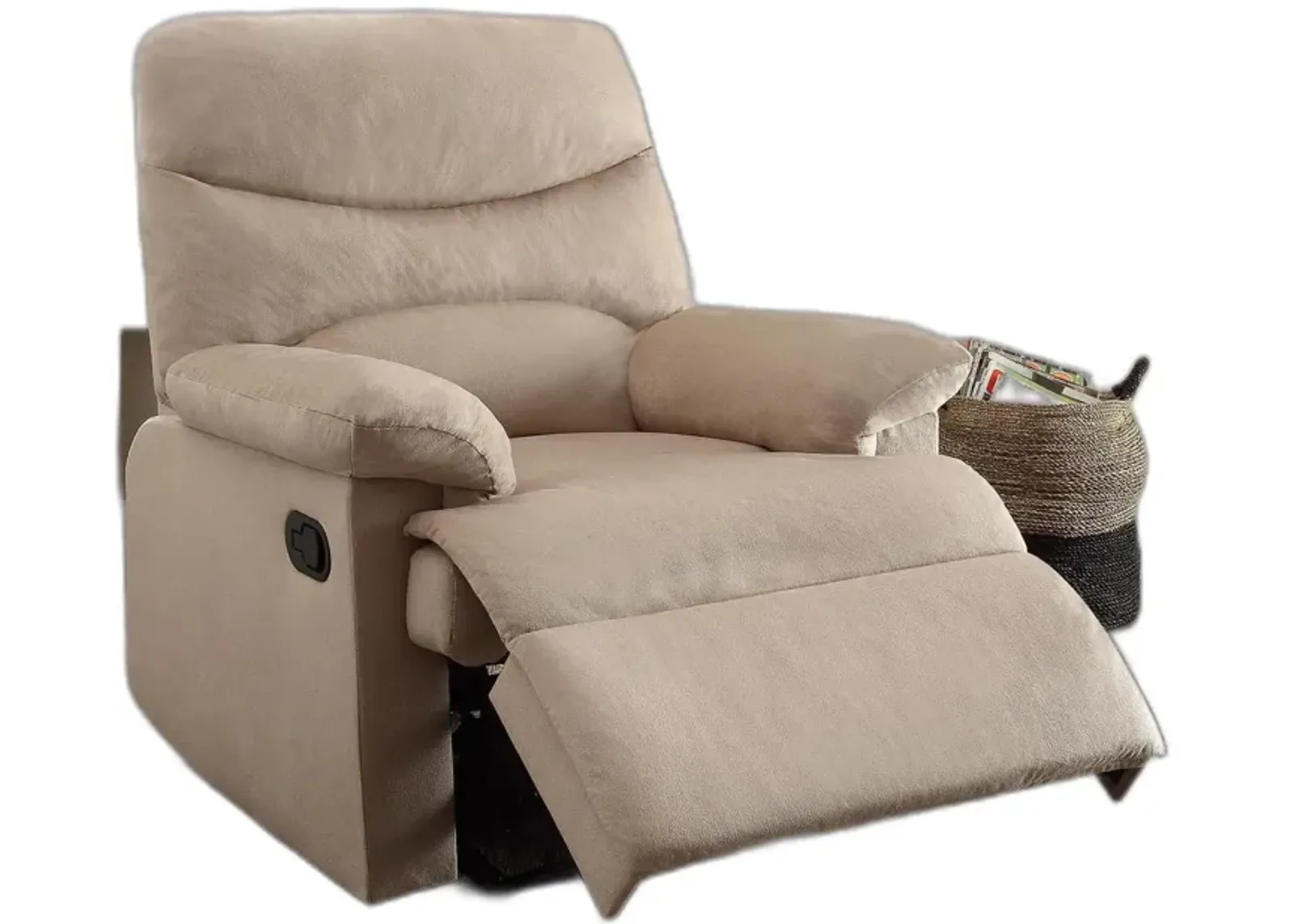 Recliner, Woven Fabric Woven Fabric, Wood (Solid Light Brown Woven Fabric - Light Brown