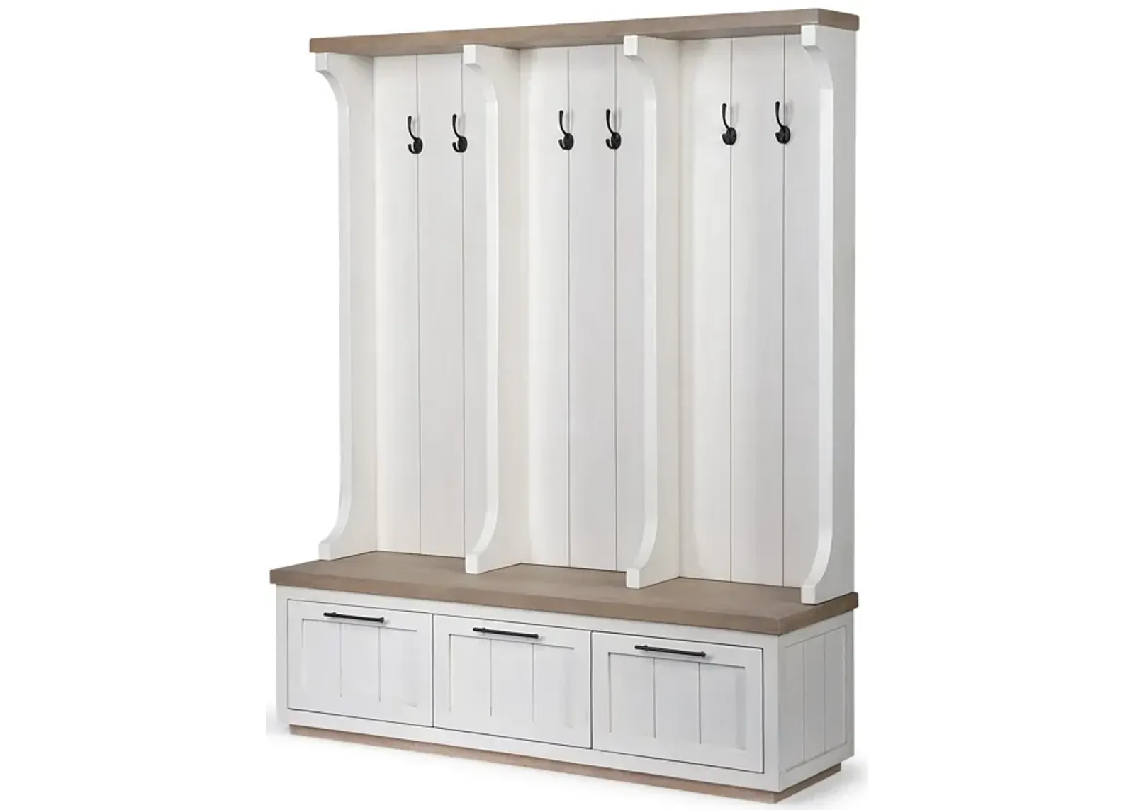 Wood Hall Tree With Storage - White / Medium Brown