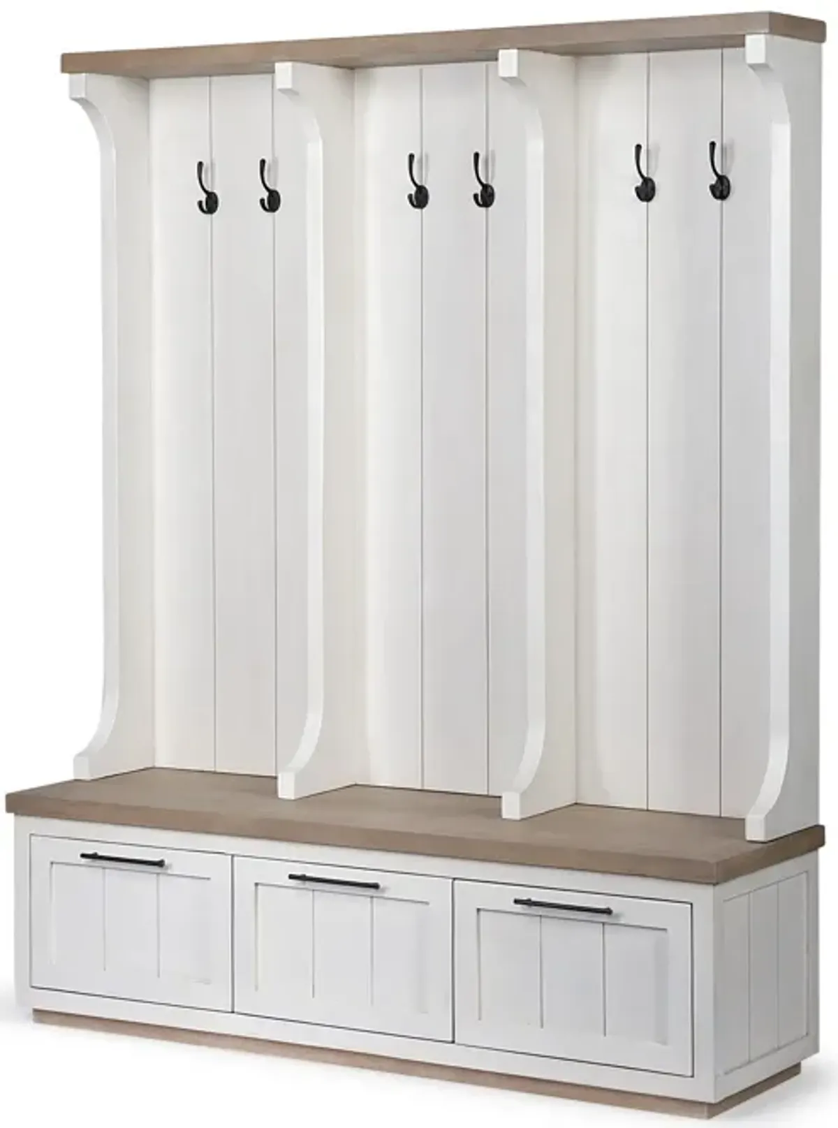 Wood Hall Tree With Storage - White / Medium Brown