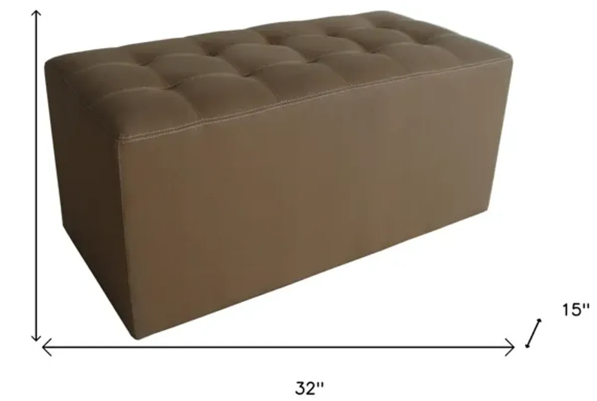 Upholstered Faux Leather Bench - Tan