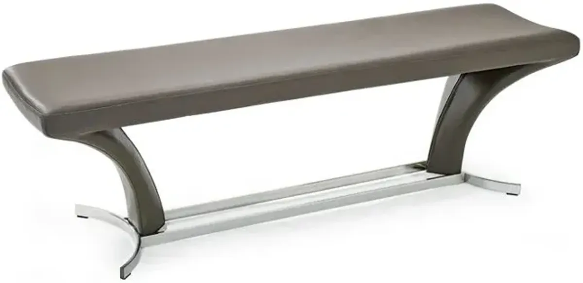 Faux Leather Upholstered Bench - Gray / Silver