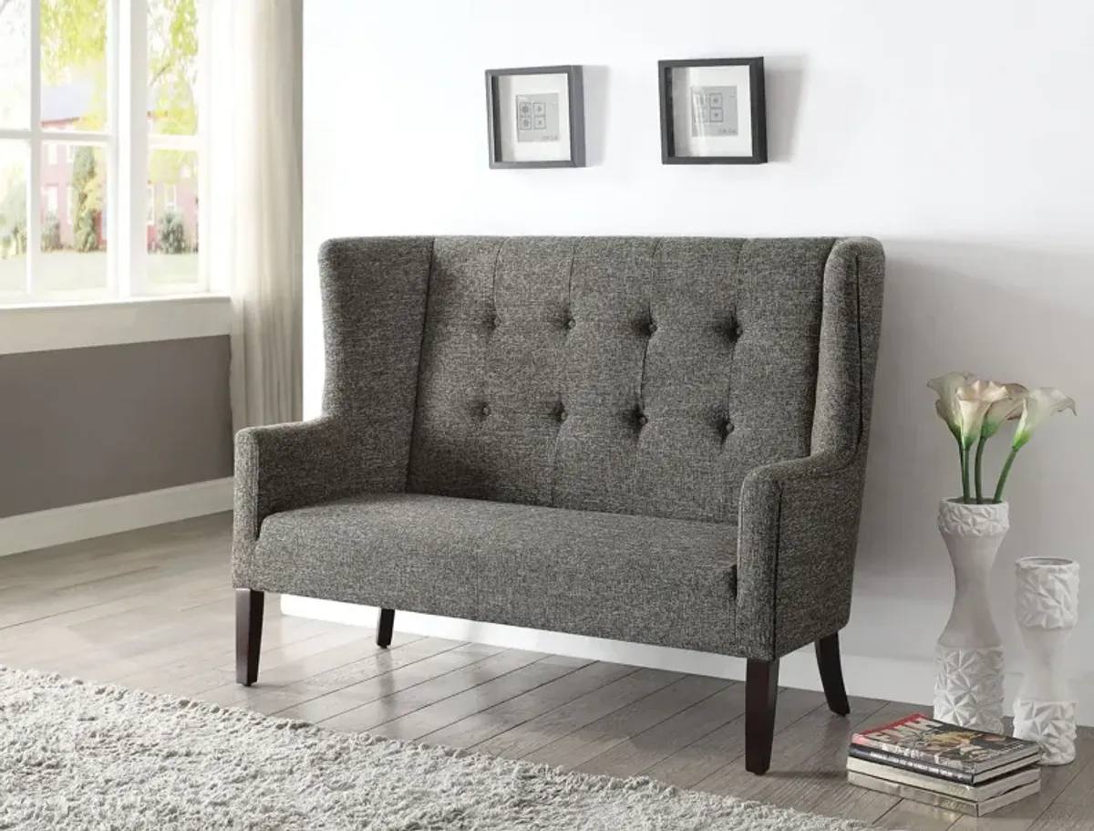 Fabric Settee With Chocolate Legs - Gray