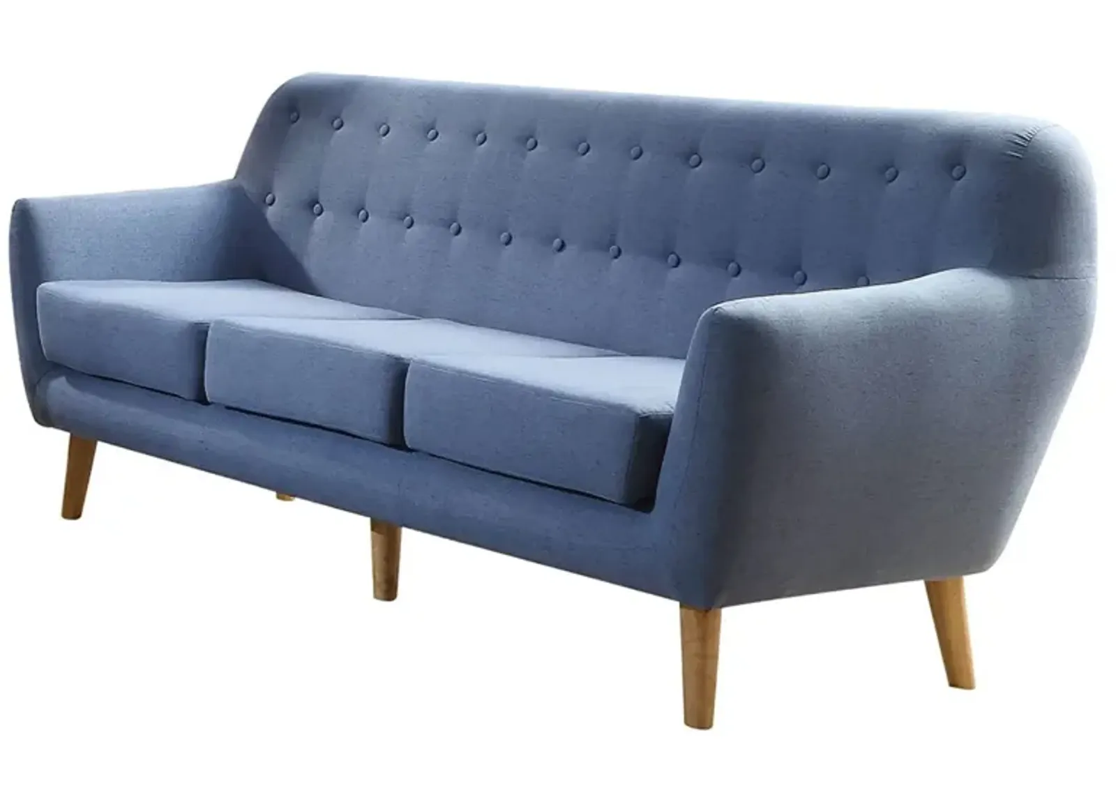 Linen Sofa & Brown Legs - Blue