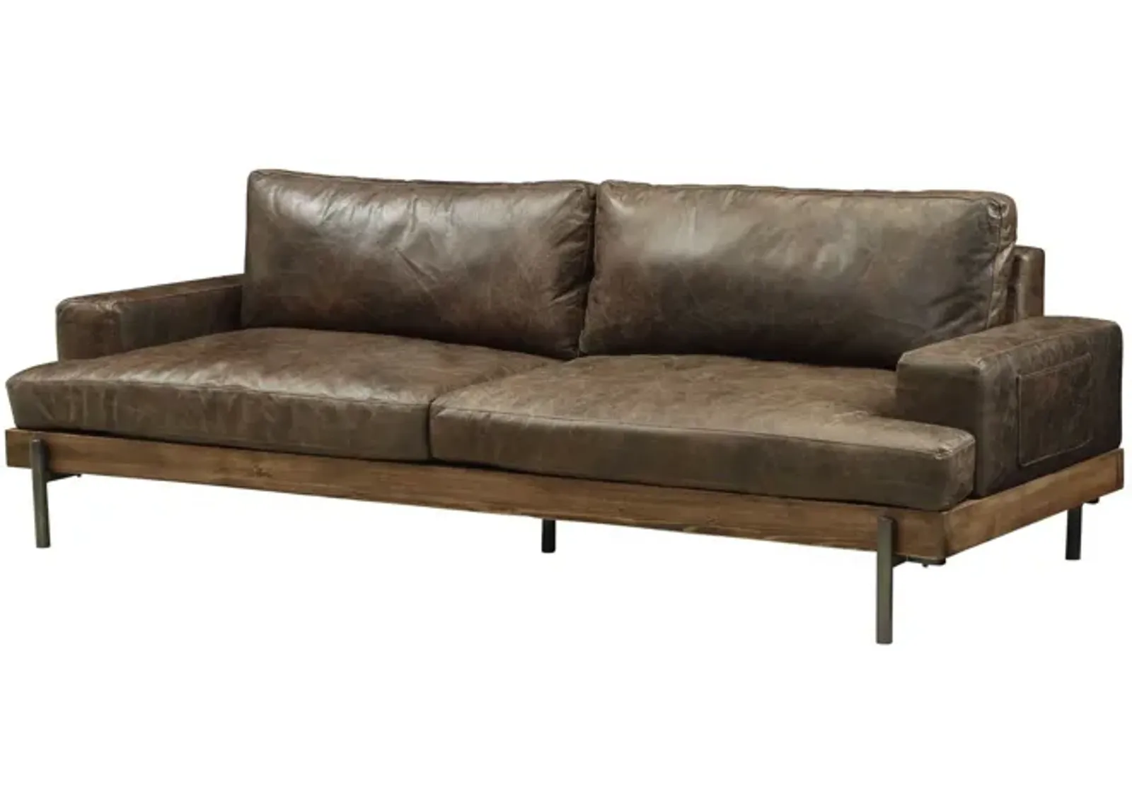 Top Grain Leather Sofa With Black Legs - Chocolate