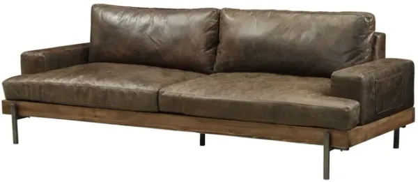 Top Grain Leather Sofa With Black Legs - Chocolate