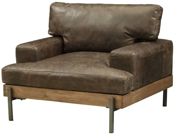 Faux Leather Chair And A Half - Chocolate And Gray