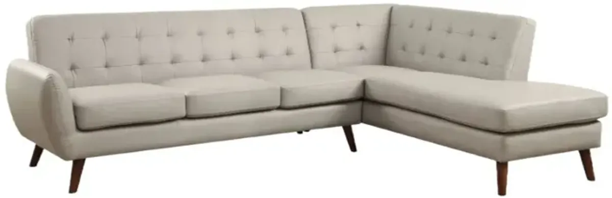 Faux Leather L Shaped Two Piece Sofa And Chaise Sectional - Gray