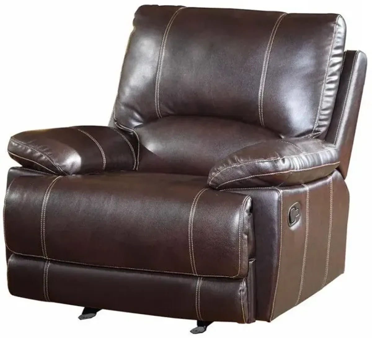 Leather Match Recliner - Brown