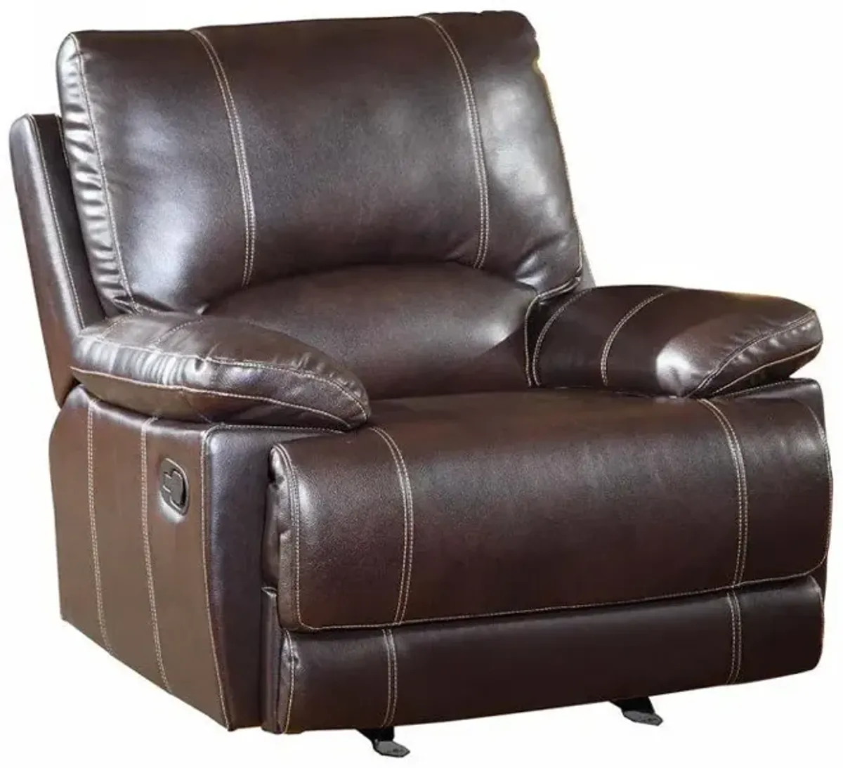 Leather Match Recliner - Brown