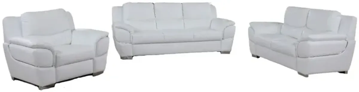 Three Piece Indoor Genuine Leather Six Person Seating Set - White