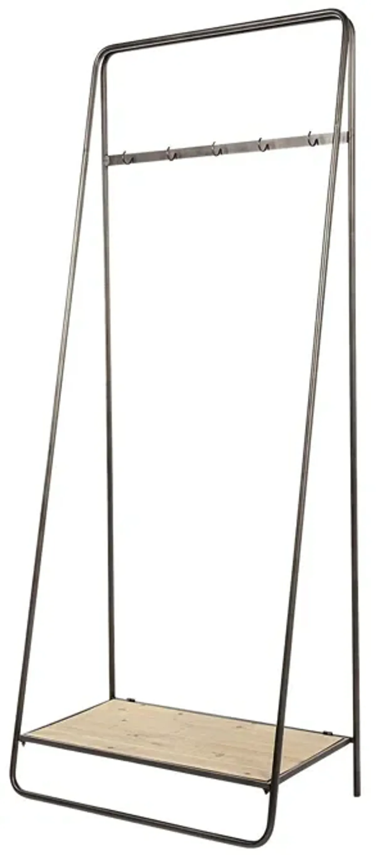 Pipe Metal And Wood Shelf Hall Tree - Black