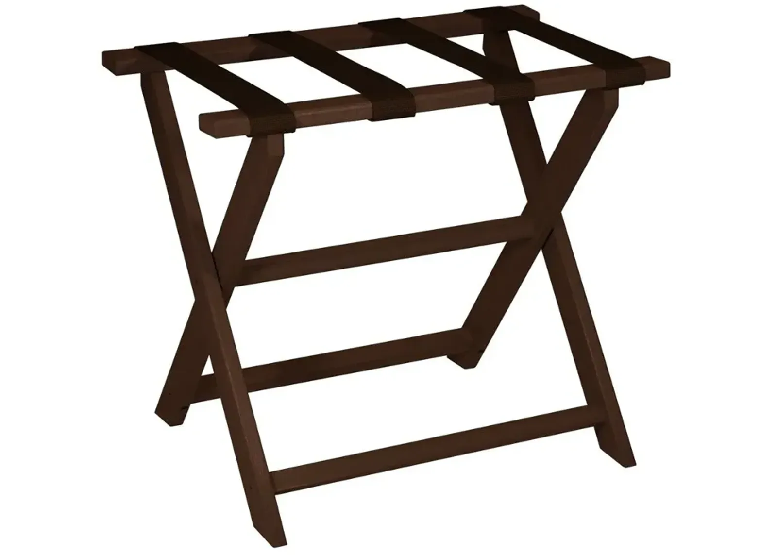 Brown Folding Luggage Rack With Brown Straps - Earth Friendly