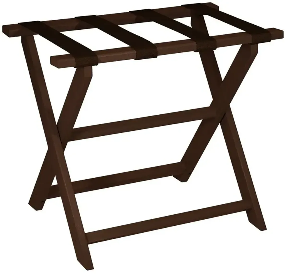 Brown Folding Luggage Rack With Brown Straps - Earth Friendly