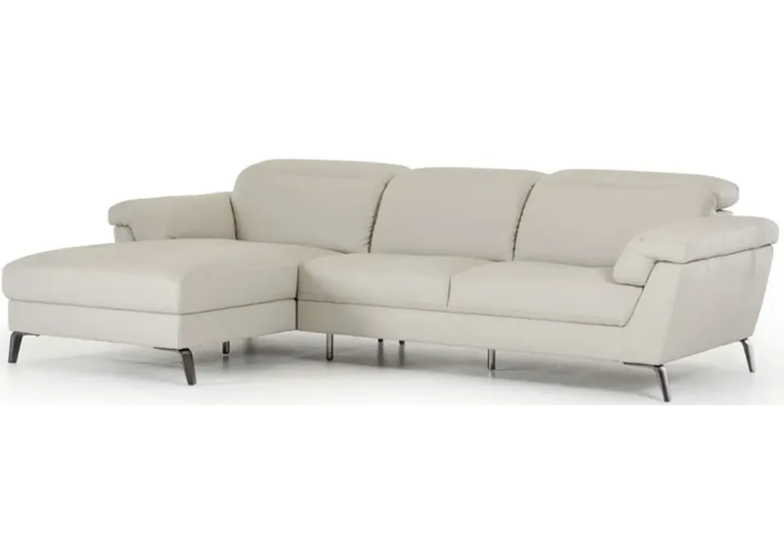 Eco Leather Foam Steel And Wood Sectional Sofa - Light Gray