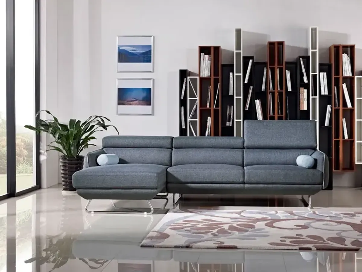 Fabric Foam Wood And Sectional Sofa Steel - Blue