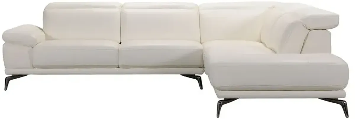 Leather And Wood Sectional Sofa - White