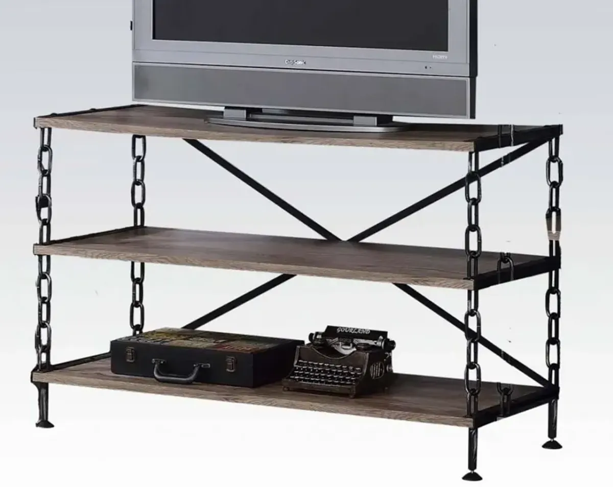 TV Stand - Rustic Oak / Antique Black