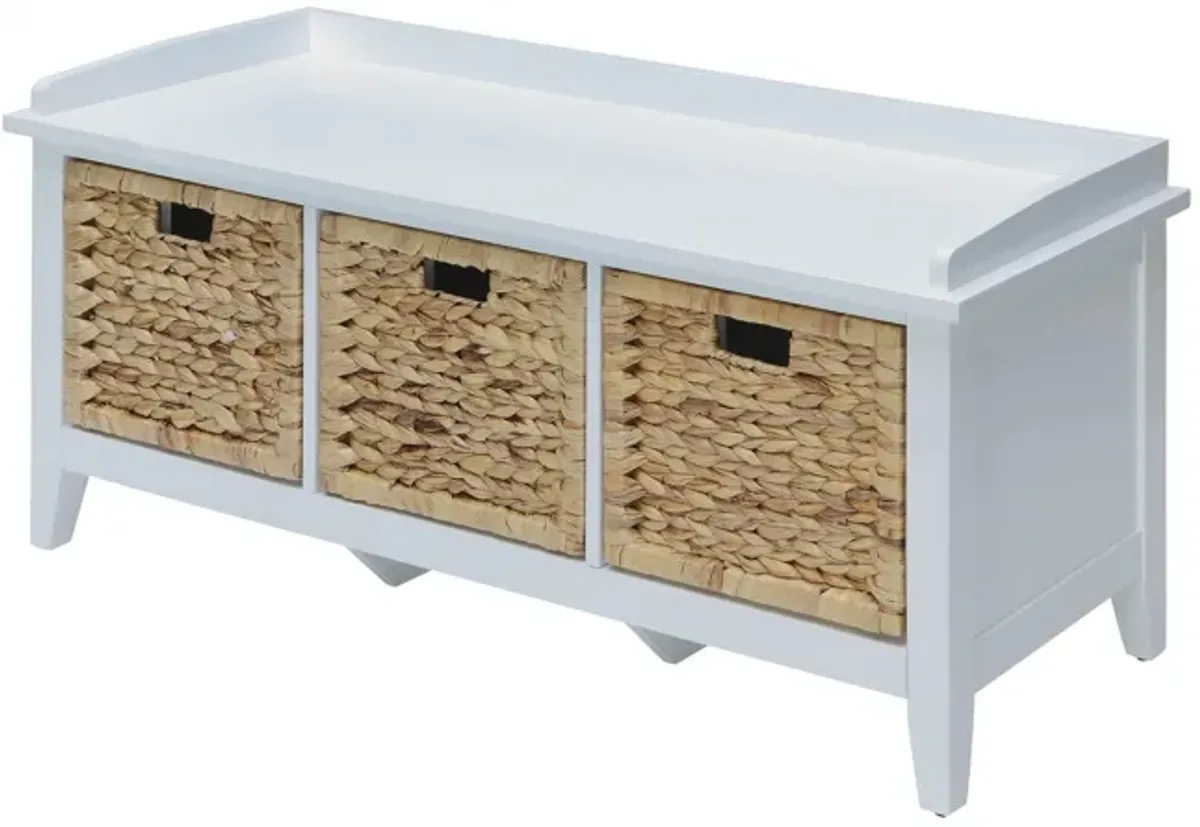 Bench With Drawers - White